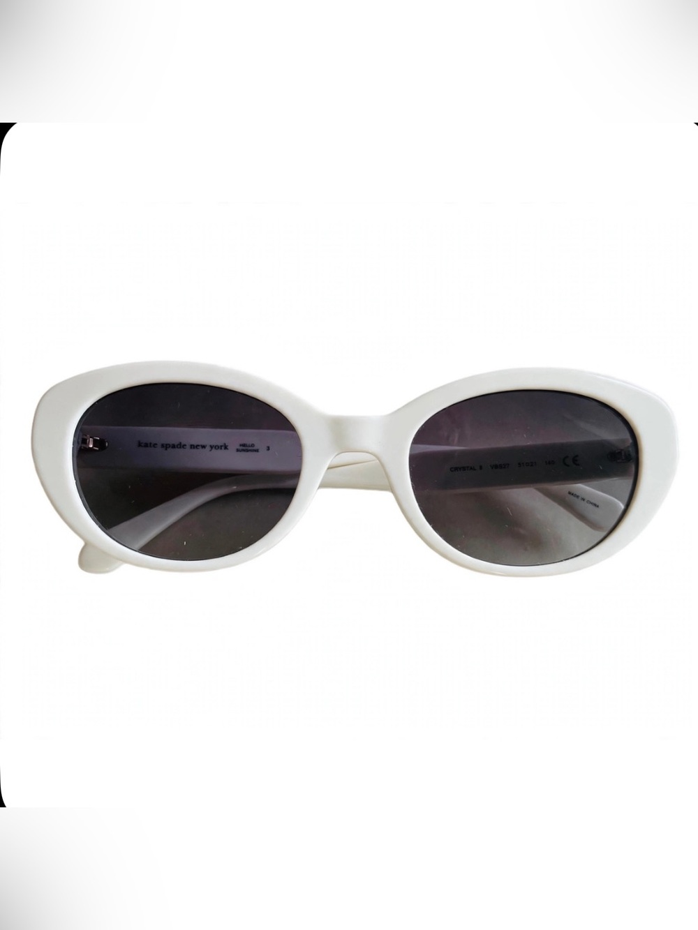 Kate Spade New York Crystal/S VK690 White Oval Cat Eye Sunglasses